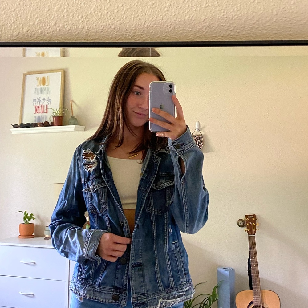 Distressed American Eagle Denim Jacket